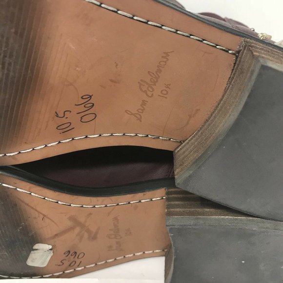 Sam Edelman Dover Chelsea Ankle Boot Spiked Studded Burgundy Leather Size 10.5 - Picture 6 of 11